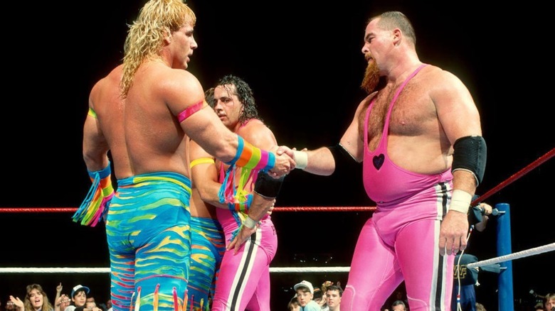 The Rockers and Hart Foundation shake hands