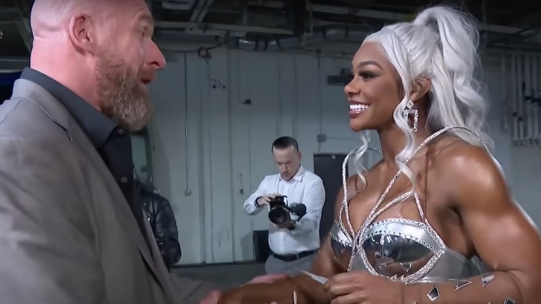 Triple H meets Jade Cargill backstage at WWE Fastlane