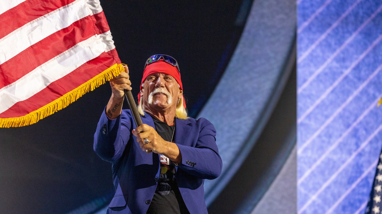 Hulk Hogan waves the American flag