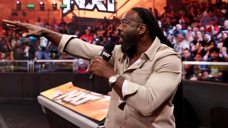 Booker T gets excited in front of the "WWE NXT" crowd.