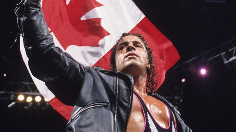 Bret Hart holding Canadian flag