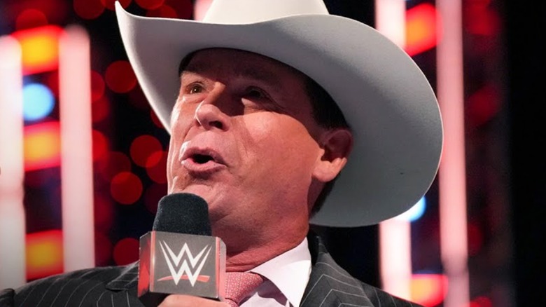 JBL talking into a microphone