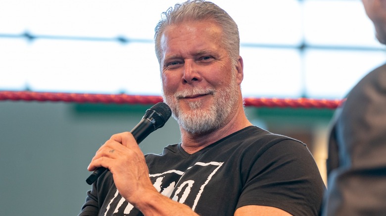 Kevin Nash looks amused by a question