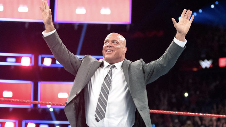 Kurt Angle celebrating