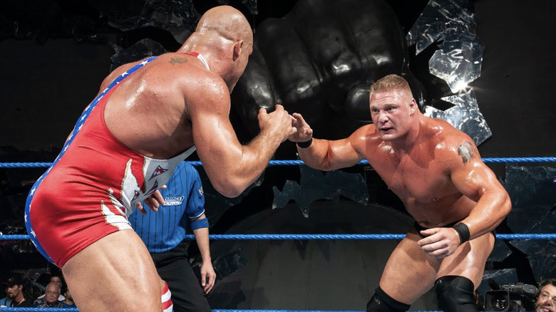 Kurt Angle wrestling Brock Lesnar