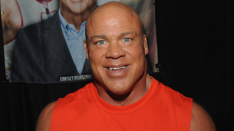 Kurt Angle is smiling