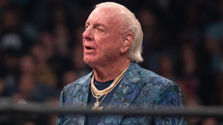 WWE Hall of Famer Ric Flair standing in ring