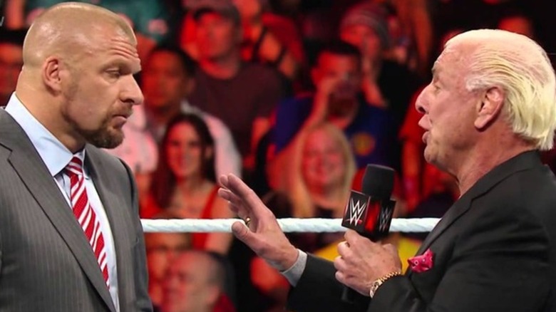 Triple H and Ric Flair stalking in ring