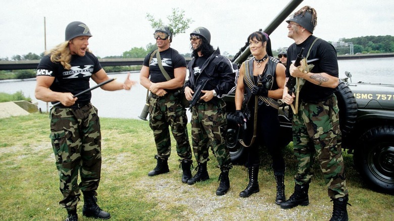 Triple H, Billy Gun, X-Pac, Chyna, and Road Dogg ahead of their invasion of WCW angle