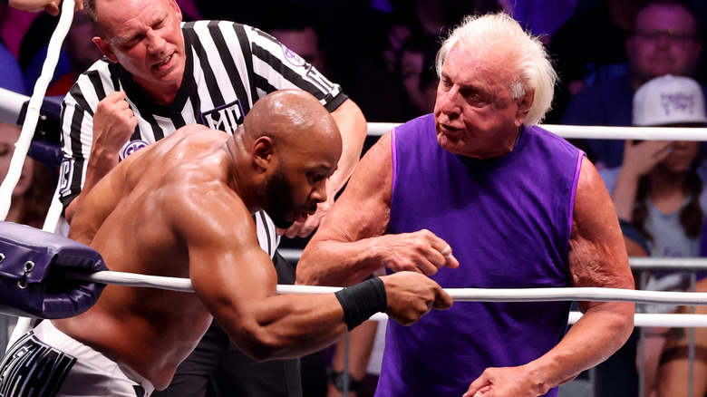 Ric Flair wrestles his final match