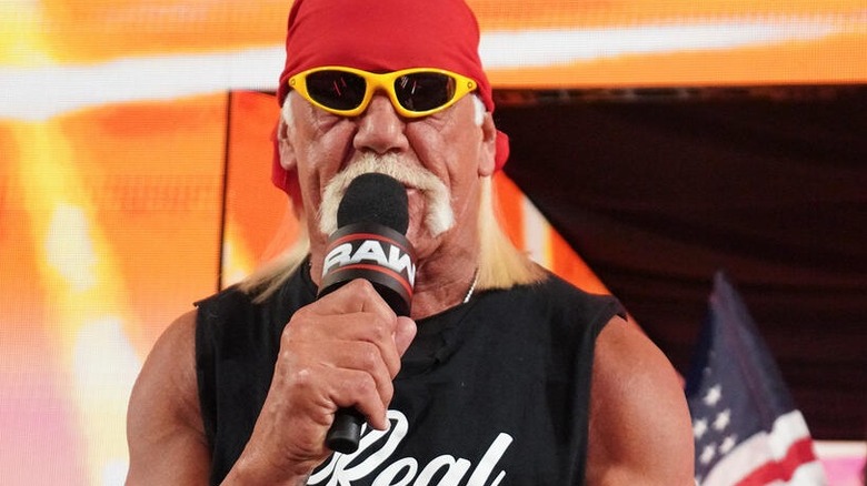 Hulk Hogan promotes his new Real American Beer at the premiere of "WWE Raw" on Netflix