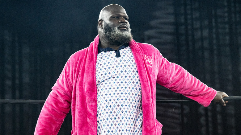 Mark Henry in a pink robe