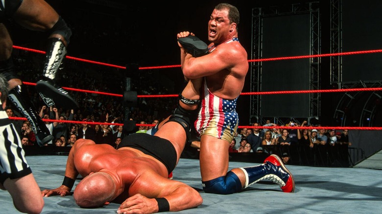 Kurt Angle ankle locks Steve Austin