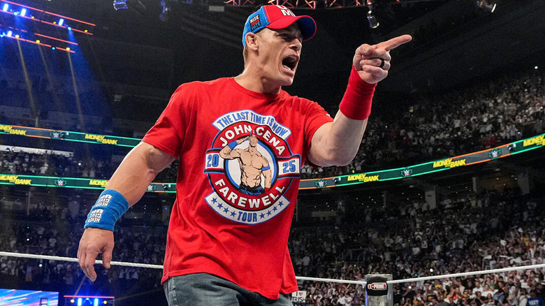 John Cena yells and points