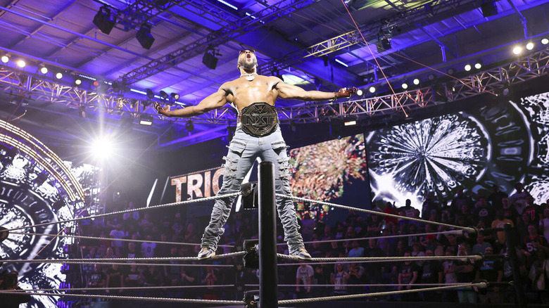 Trick Williams poses on the second rope during "WWE NXT."