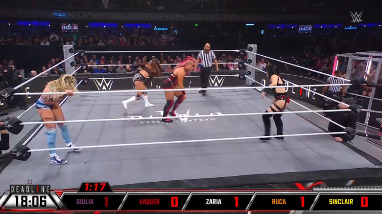 Ruca, Sinclair, Zaria, and Vaquer in the ring