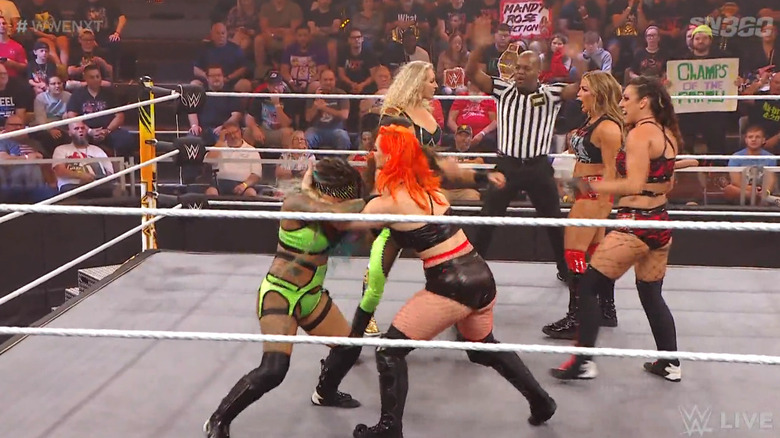 The six women in the ring