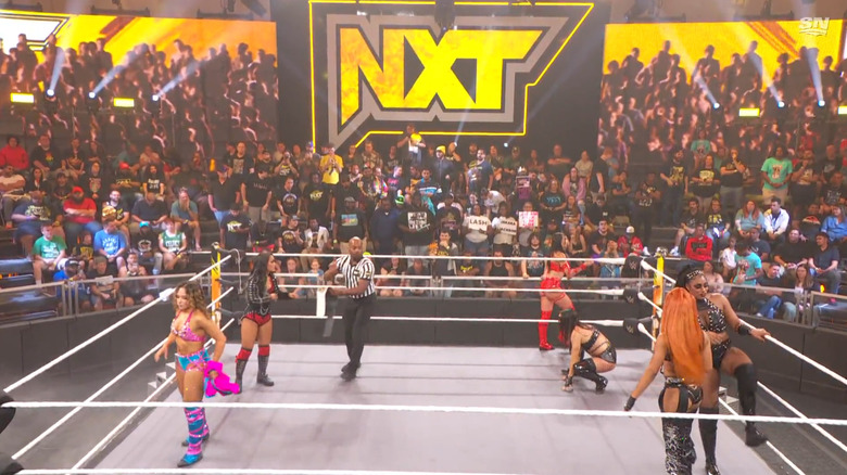 The six women in the ring