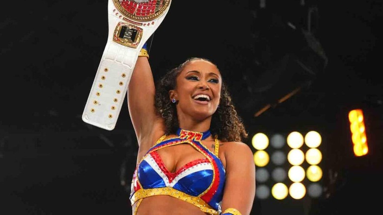 Kelani Jordan holds up NXT Women's North American title