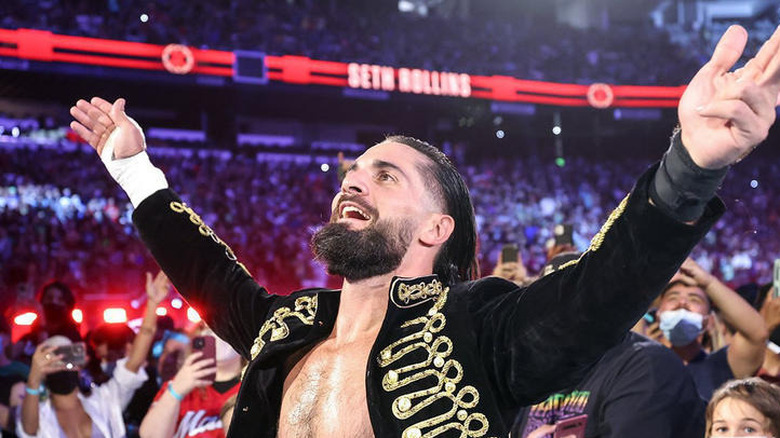 Seth Rollins raising his arms