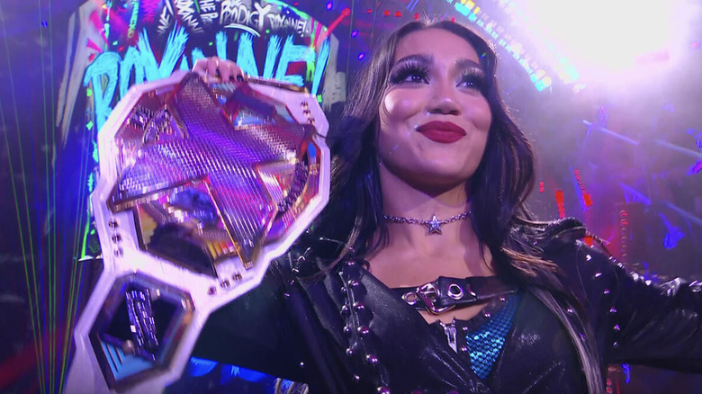 Perez holding up her title