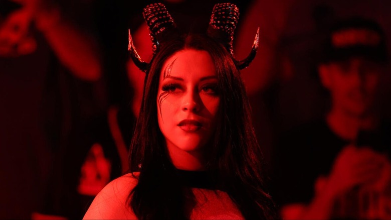 Stephanie Vaquer wearing demon horns