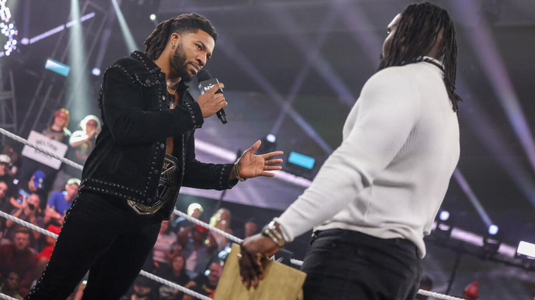 NXT Champion Trick Williams confronts NXT Male Superstar of the Year Oba Femi in an exchange on the mic.