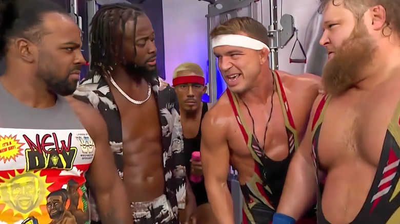 New Day and Alpha Academy backstage with Akira Tozawa