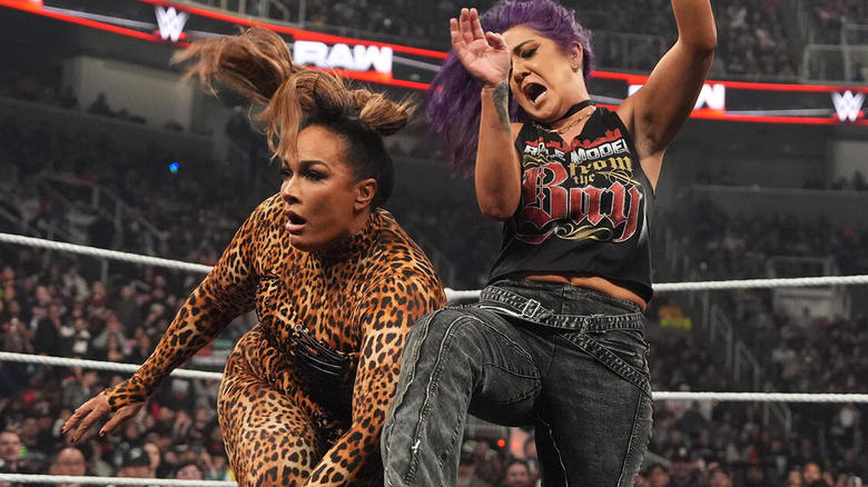 Bayley delivers a knee to Nia Jax on "WWE Raw"