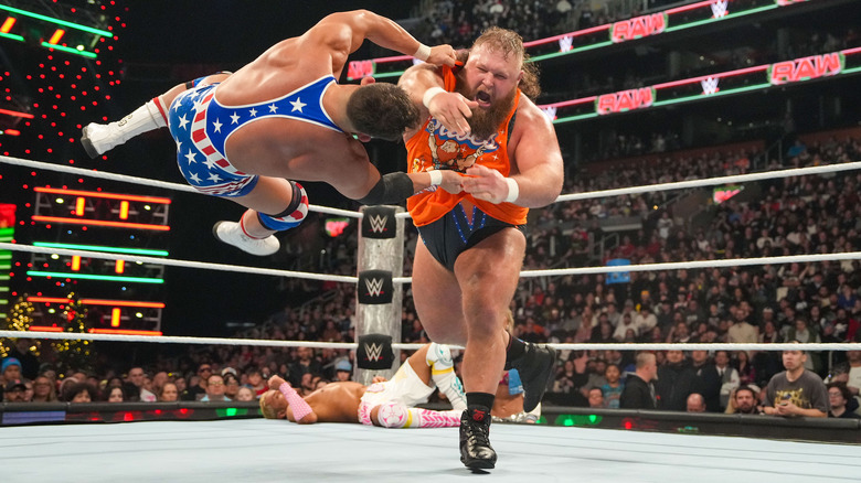 Otis clotheslines Chad Gable in the ring on "WWE Raw."