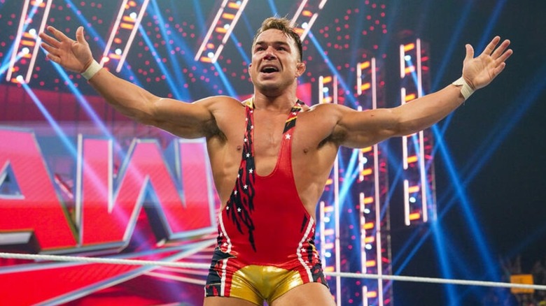 Chad Gable poses in the ring before a match on "WWE Raw."