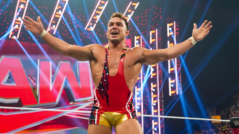 Chad Gable with arms wide