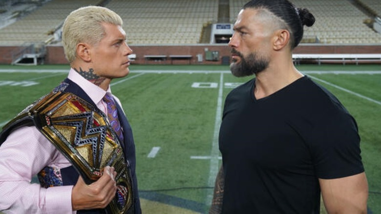 Cody Rhodes stares down Roman Reigns