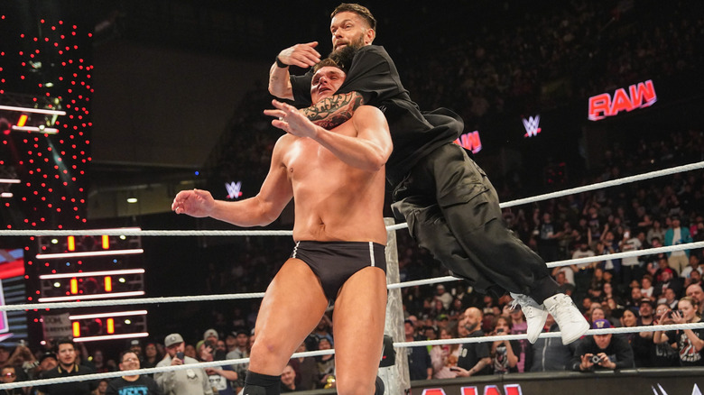 Finn Balor in action against Gunther during Monday Night RAW at Angel of the Winds Arena on December 2, 2024 in Everett, Washington.