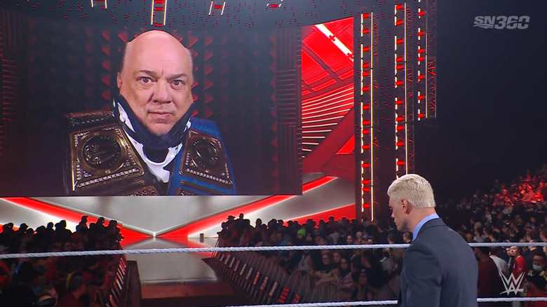 Rhodes in the ring and Heyman on the Titan Tron