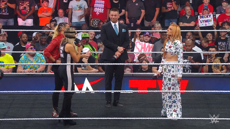 Miz, Becky Lynch, Stratus and Stark in the ring