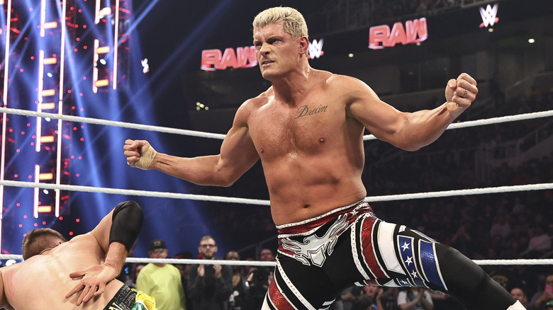 Cody Rhodes flexing in the ring