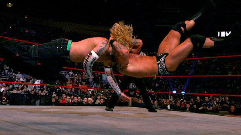 Randy Orton hits massive RKO on Jeff Hardy at WWE Royal Rumble 2008