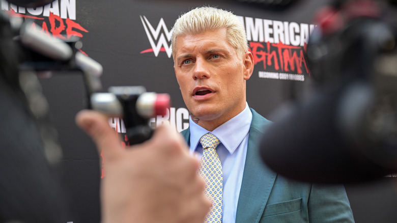 Cody Rhodes speaks to the media