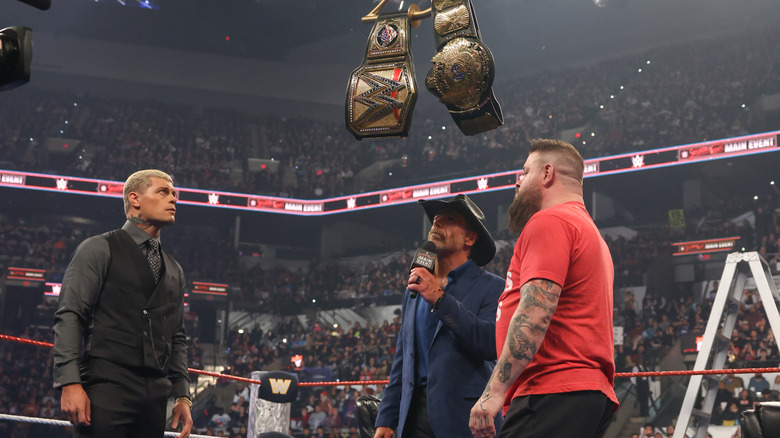 Cody Rhodes and Kevin Owens meet ahead of their ladder match