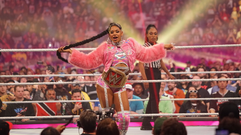 Bianca Belair posing in the ring 