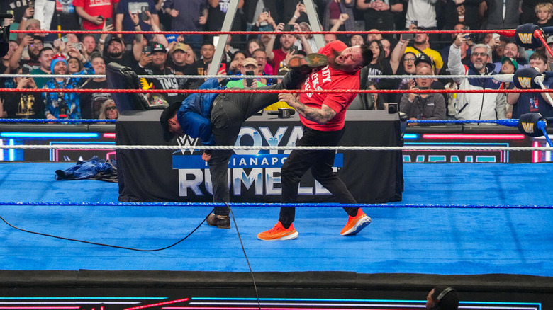 Shawn Michaels superkicks Kevin Owens on "WWE Saturday Night's Main Event."