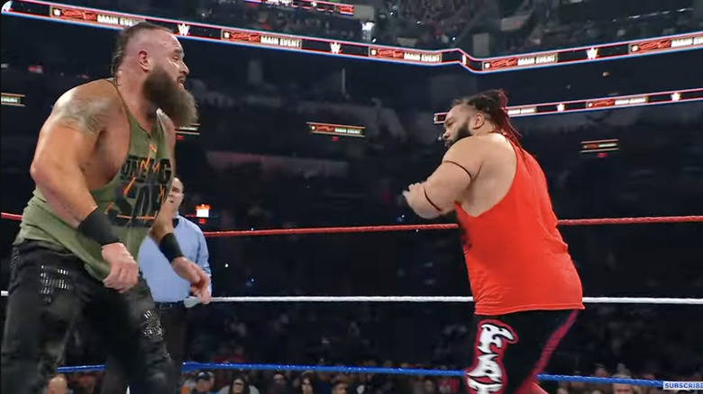 Strowman and Fatu inside the ring