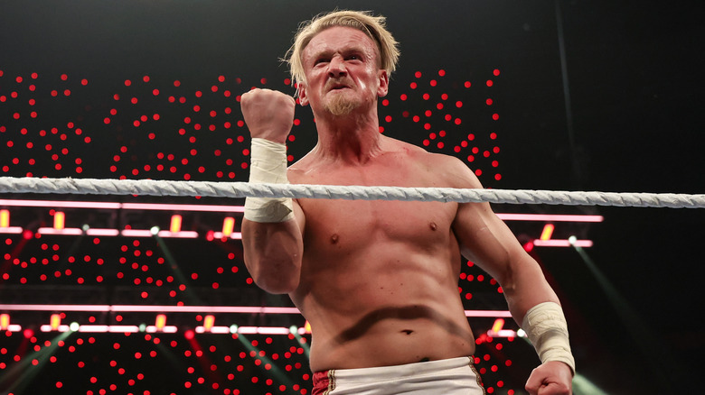 Ilja Dragunov celebrates during Monday Night RAW at Ball Arena on September 2, 2024 in Denver, Colorado.