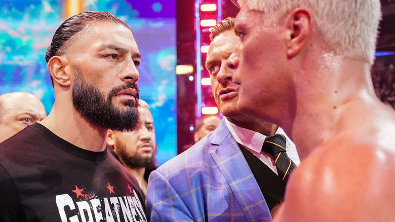 Cody Rhodes stares down Roman Reigns