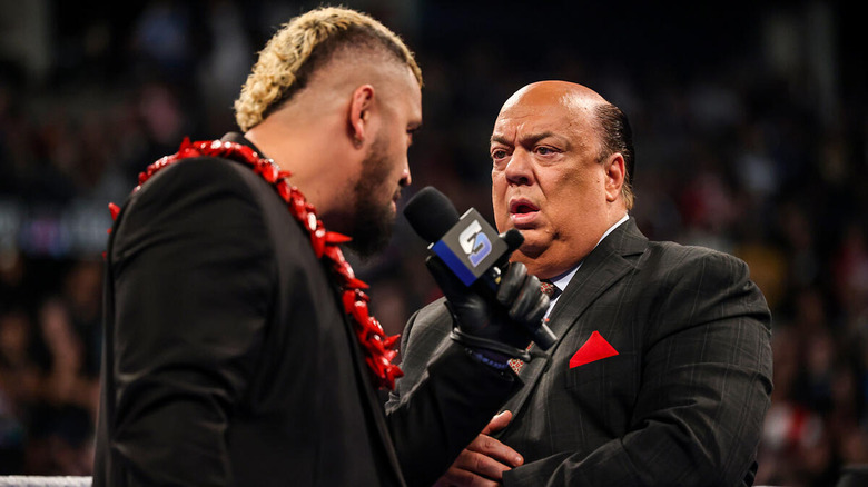 Solo Sikoa talking to Paul Heyman on "WWE SmackDown."