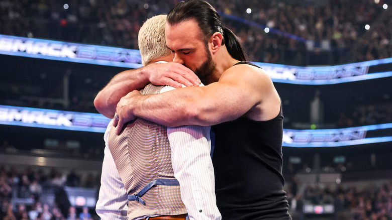 Drew McIntyre embraces Cody Rhodes in the ring on "WWE SmackDown."