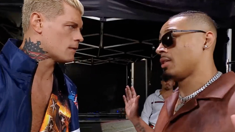 Cody Rhodes confronts Carmelo Hayes backstage on "WWE SmackDown."