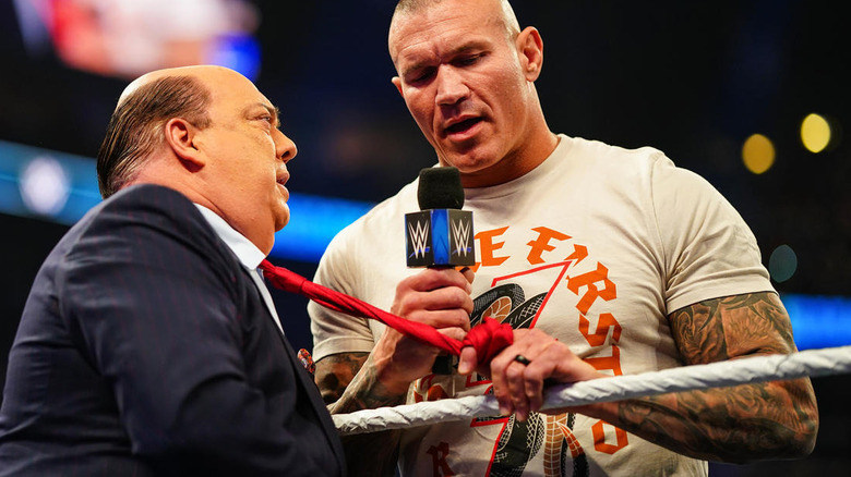 Randy Orton talking to Paul Heyman