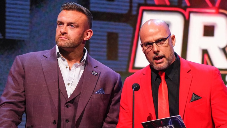 "WWE SmackDown" GM Nick Aldis and "WWE Raw" GM Adam Pearce at the 2024 WWE Draft